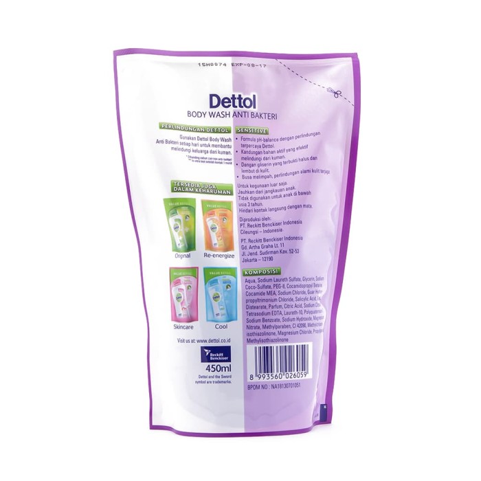 Dettol Sabun Mandi Cair Skincare - Isi Ulang 250mL - Anti Kuman - Ekstra Pelembab &