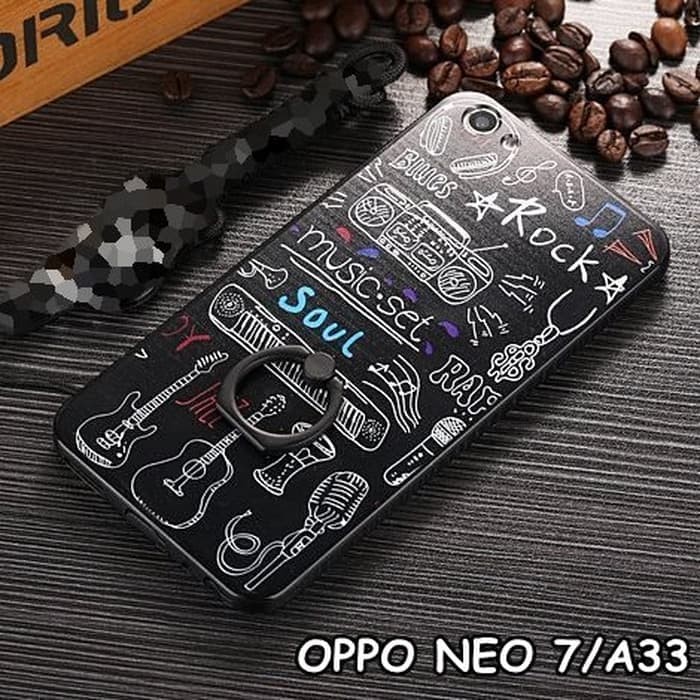 Soft Case Musik Rock + I Ring Stand For Oppo Neo 7 / A33