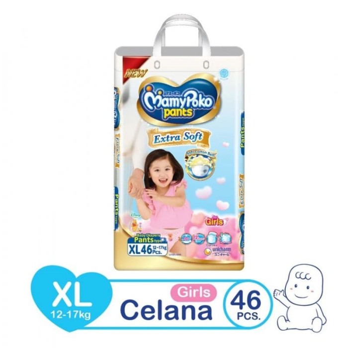 Mamypoko Pants Extra Soft XL Girl 46 Popok Celana