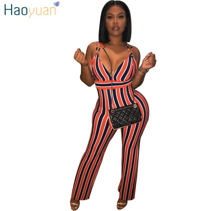 striped bodycon jumpsuit