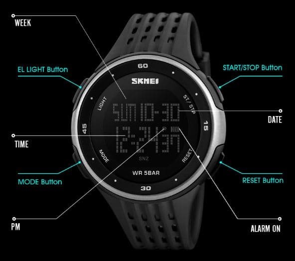 ... Skmei Original 1219 Jam Tangan Pria - Wanita Casual Sport Digital Led - Hitam - Blanja ...