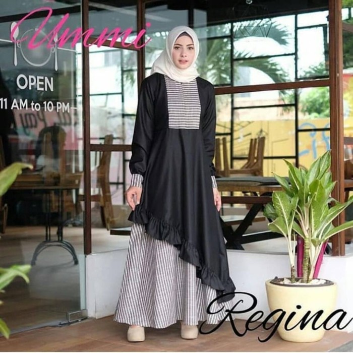 Jual Dress Muslim Murah/terbaru/REGINA MAXY PR001 BLACK/Best Seller