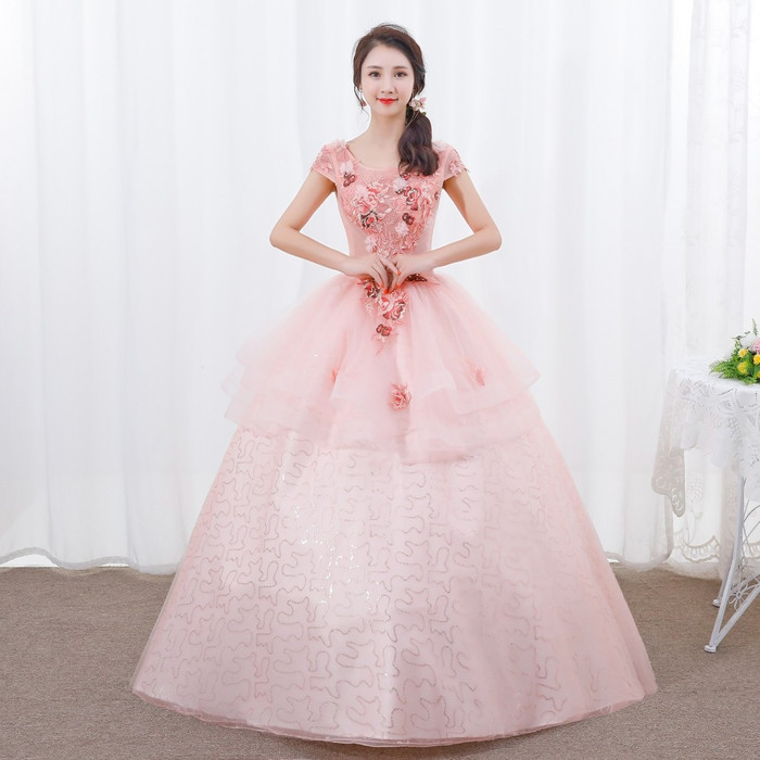 peach lace wedding dress