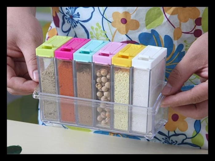 Rak Tempat Bumbu 6 In 1 Seasoning Box Serbaguna - Kristal Unik - Rak
