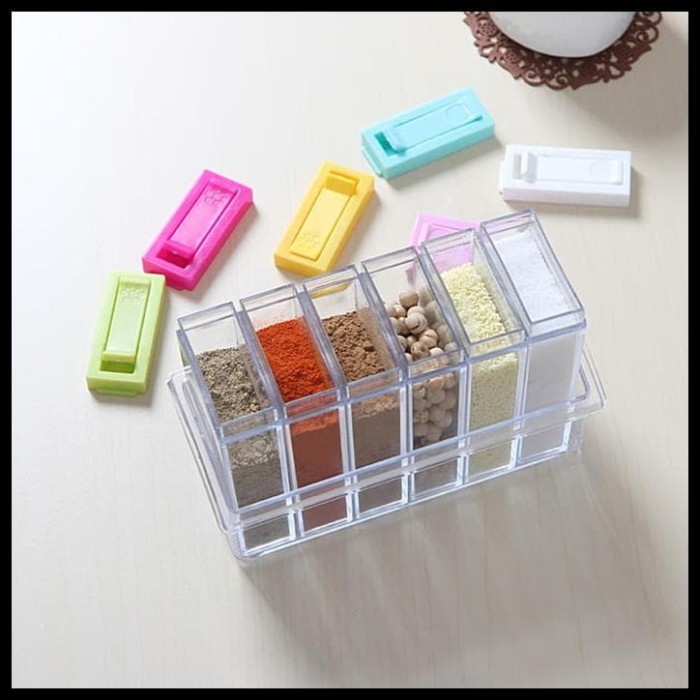 Rak Tempat Bumbu 6 In 1 Seasoning Box Serbaguna - Kristal Unik - Rak