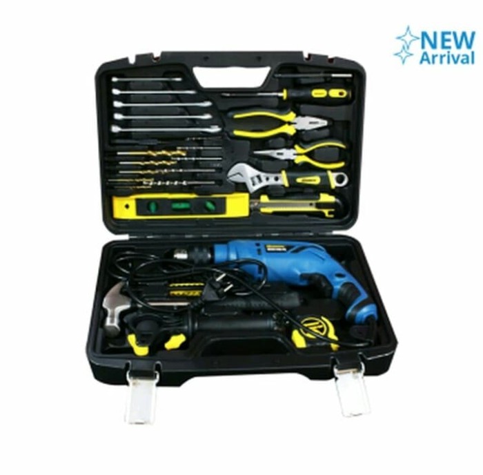 Mesin Bor Listrik Beton Impact Drill Set Krisbow 37 pcs Tools