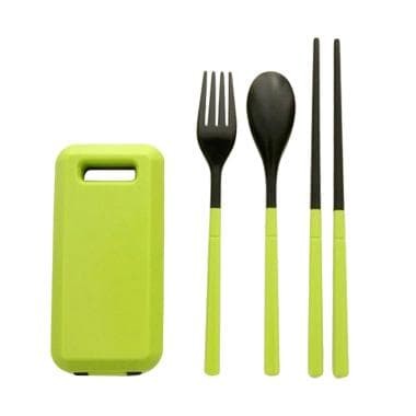 A072 HIJAU Sendok travel peralatan makan portable alat makan lip