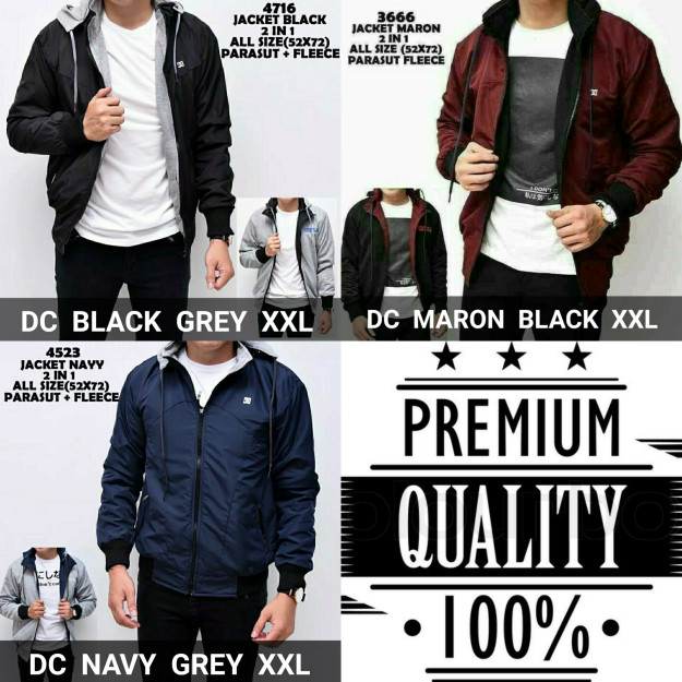 JAKET PARKA BIG SIZE XL XXL PRIA BOMBER PRIA BOLAK BALIK WATERPROOF