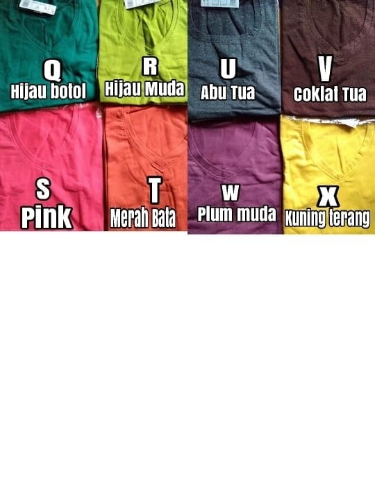 kaos polos warna wanita atasan baju lengan panjang v-neck size L 1