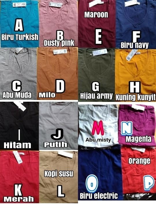 kaos polos warna wanita atasan baju lengan panjang v-neck size L 2