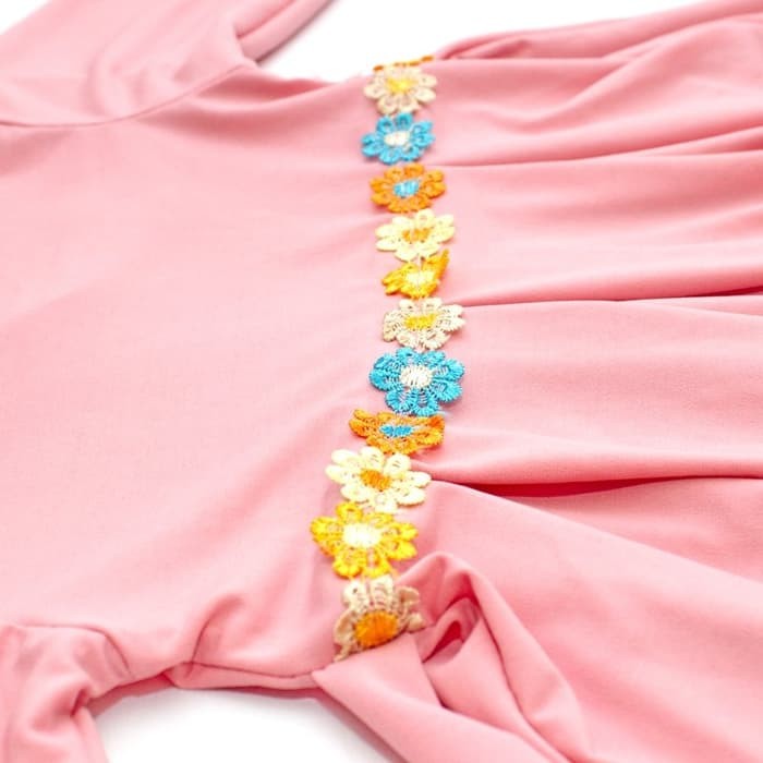 PAKET HEMAT BAJU MUSLIM GAMIS ANAK PEREMPUAN MURAH SIMPLE LUCU - PEACH
