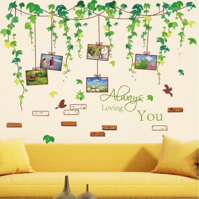 jual wall sticker xl8148 grape leaves frame - stiker dinding
