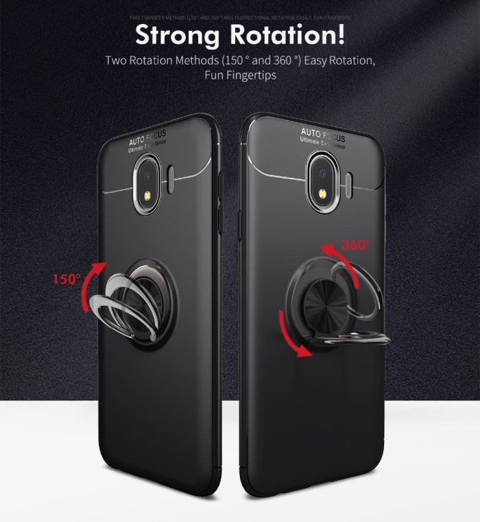 SAMSUNG GALAXY J4 2018 Invisible Iring 360 TPU Soft Case Auto Focus - Hitam