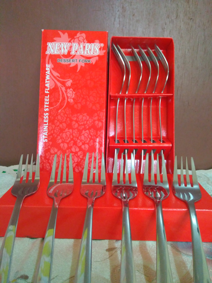 Garpu Makan/Dessert Fork Stainless Steel Asli NEW PARIS isi 6 pcs
