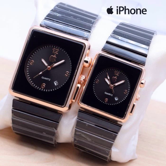 Jam Tangan Iphone Couple Apple Watch Touch Rantai Jam Pria Wanita - Black Rose
