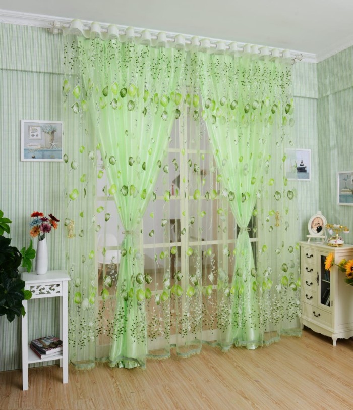 GORDEN MOTIF BUNGA TULIP TRANSPARAN TIRAI KAIN PUAL MOTIF TULIP - PUTIH TULIP