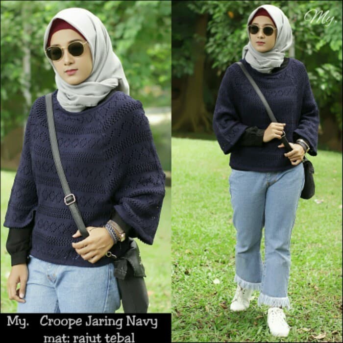 Baju Rajut Wanita Korea Crop Jaring Maroon Murah