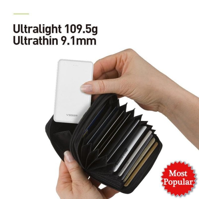 Power Bank Powerbank VEGER V50 12000mAh Slim Cable Original Garansi 1