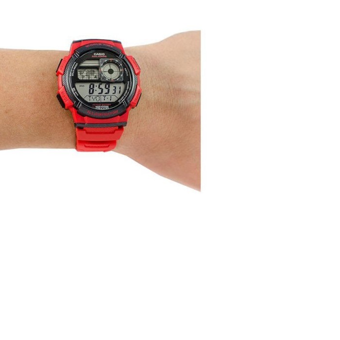 ... CASIO ORIGINAL AE 1000W 4A JAM TANGAN PRIA DIGITAL KARET MERAH