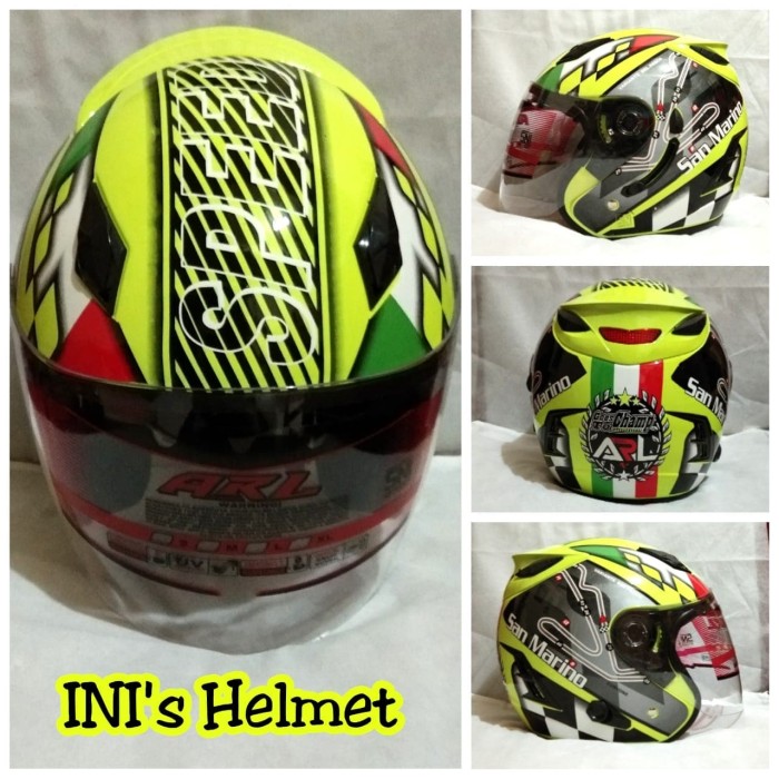 Helm Half face SNI ARL centro double visor dan ada slot anti maling.