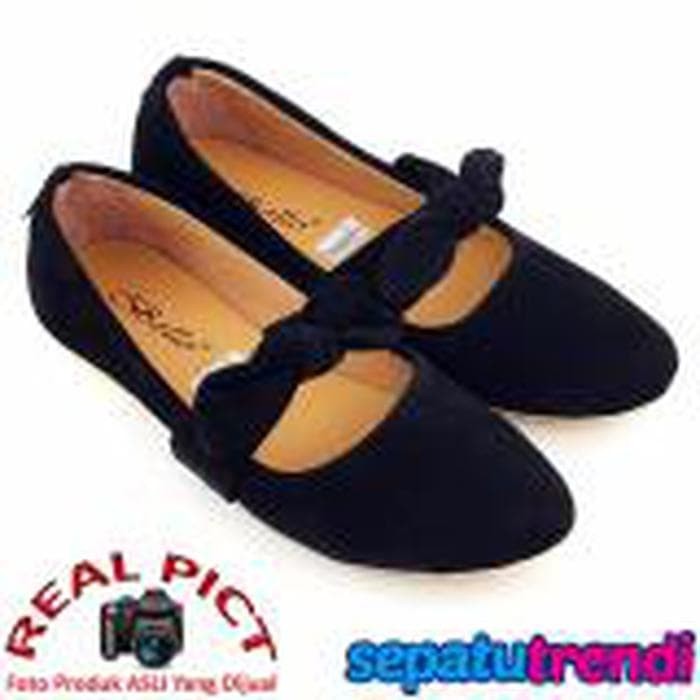 Unik TrendiShoes Sepatu Wanita Flat Shoes Suede Knot BO025 - Limited