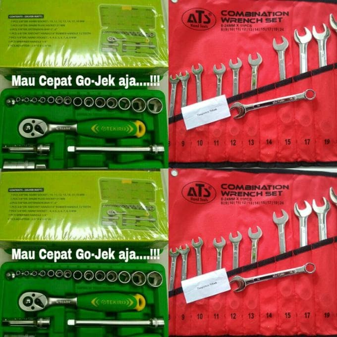 Tekiro Kunci Sok Set 21 Pcs Paket Kunci Ring Pas Set 11 Pcs 8-24 Mm