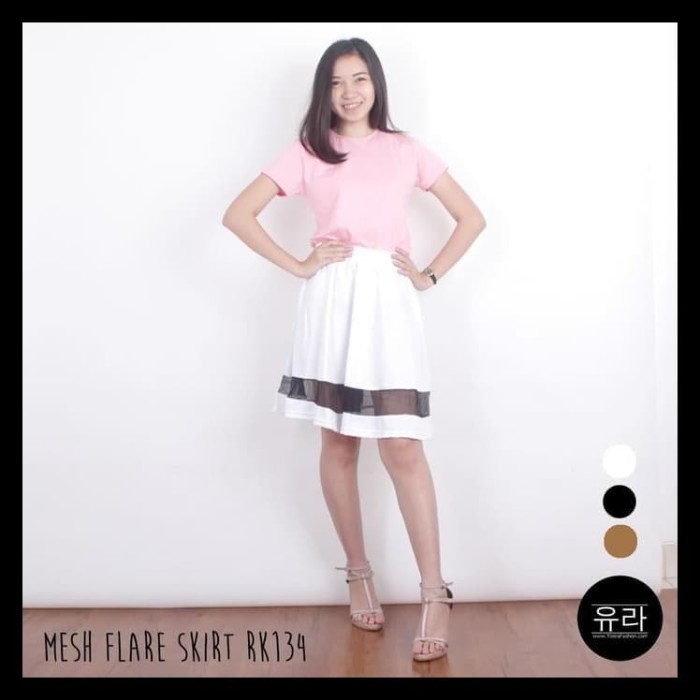 Jual Murah Mesh Flare Skirt Rok A Line Wanita Rk134 Putih Harga Rp 101.000