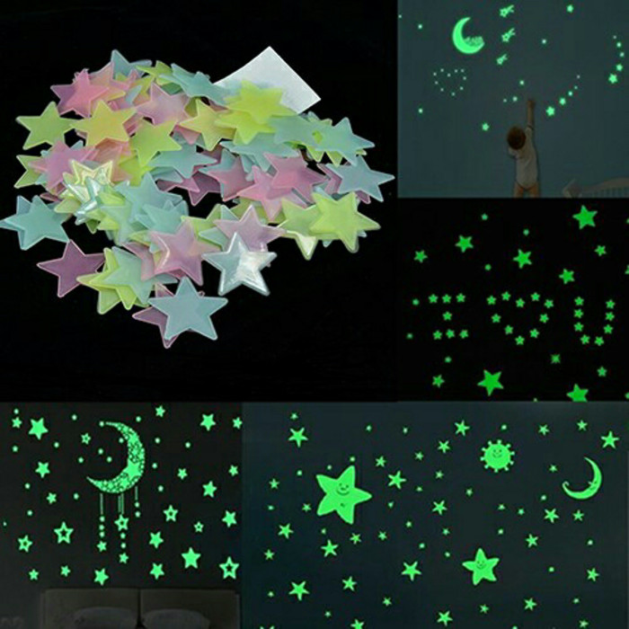 jual glow in the dark star dekorasi wall sticker dinding bintang 100
