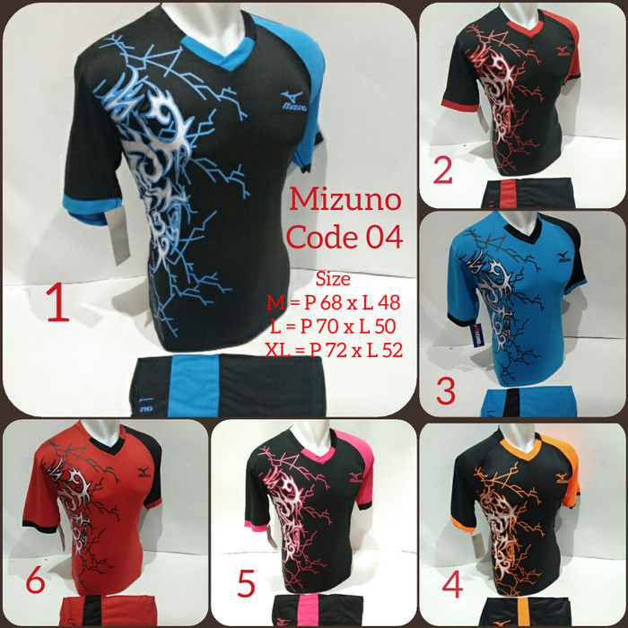 harga Baju kaos olahraga jersey bola setelan futsal volly mizuno 04 - Hitam, L Tokopedia