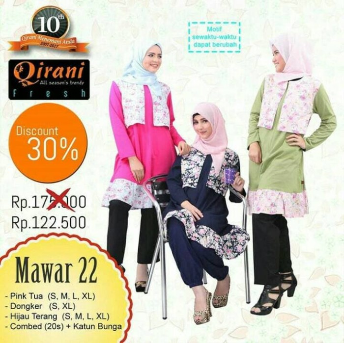 PROMO BUSANA MUSLIM CANTIK QIRANI MODEL MAWAR 22