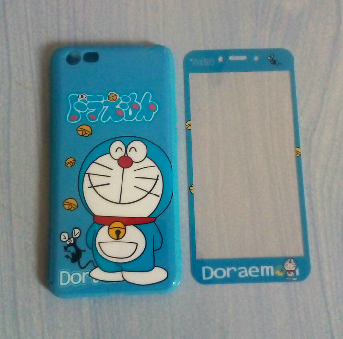 Oppo A71 Case Softcase 360 Plus Tempered Glass Karakter Doraemon Smile