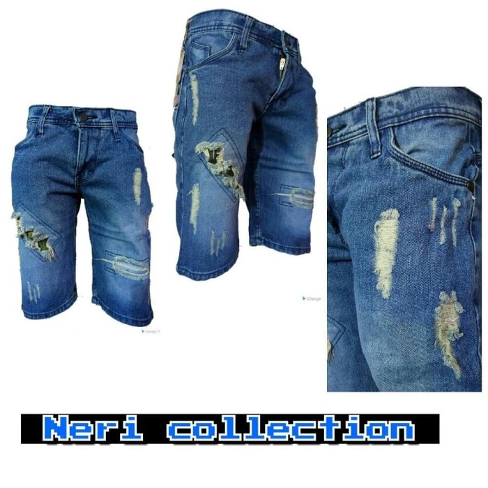 TERBARU celana premium JEANS PENDEK COWO SOBEK SIZE 27 32 pria cowok
