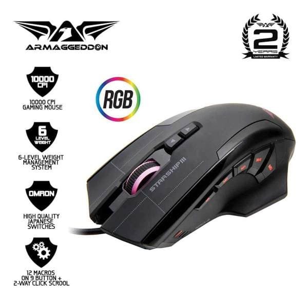 Foto Produk Starship III RGB 9 Buttons Gaming Mouse (10000 CPI) By Armageddon dari Armaggeddon Official