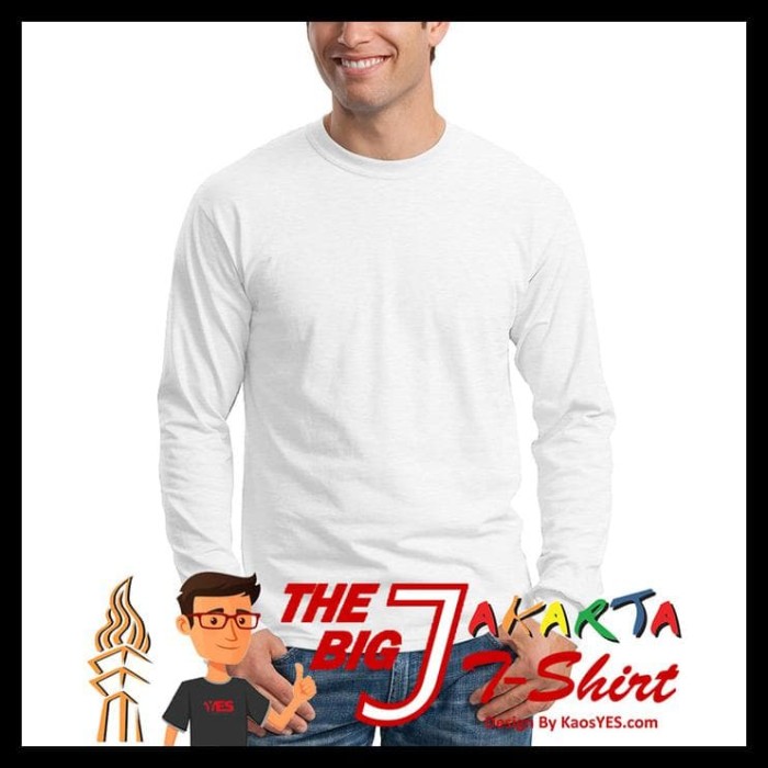 Kaosyes Kaos Polos T-Shirt O-Neck Lengan Panjang - Putih, S
