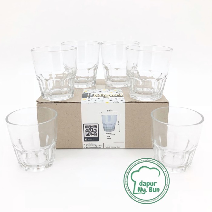 Jual 6 Pcs Gelas Kaca Miguel / Volume 200ml / Gelas Minum Jual 6 Pcs Gelas Kaca Miguel / Volume 200ml / Gelas Minum