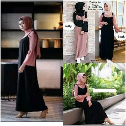 gamis syari zahira set wolfis inner dan outer fashion muslim baju mu