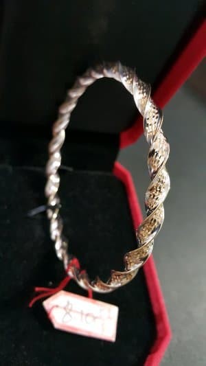 GELANG EMAS PUTIH MODEL ULIR HALILINTAR PERHIASAN WHITE GOLD ASLI KA