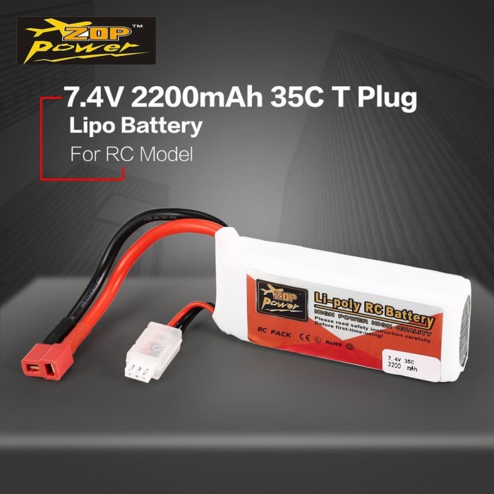 ZOP Power 2200MAH 7.4V 45C 2S T plug Rechargeable Lipo Battery for RC DroneX
