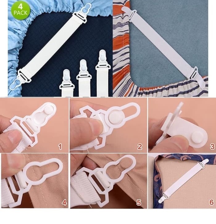 (Sprei & Bed Cover) Sheet Grippers ~ Pengait / Kait Sprei 1 Set Isi 4