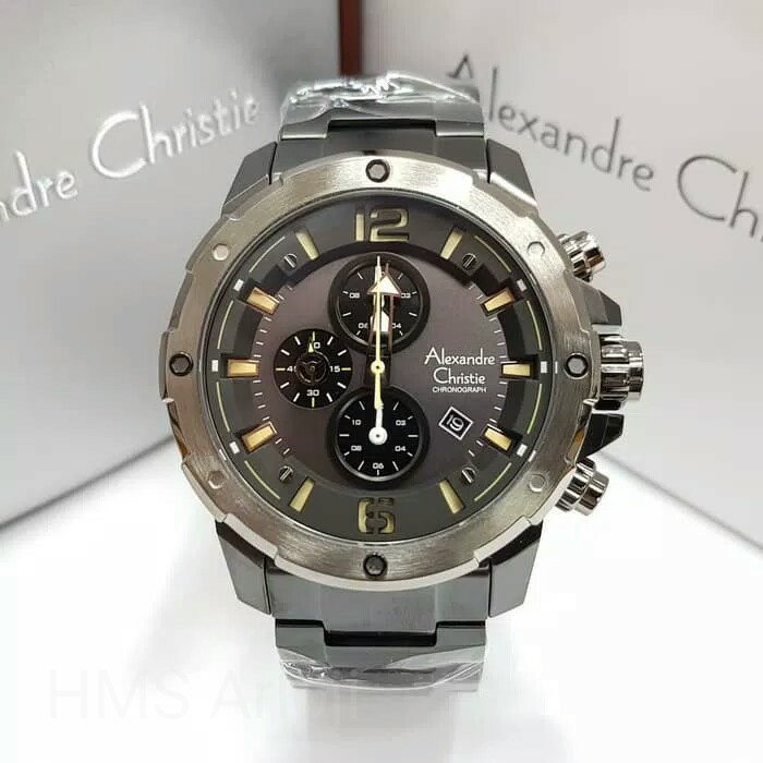 Jam Tangan Pria Alexandre Christie AC 6410 Black Grey Original