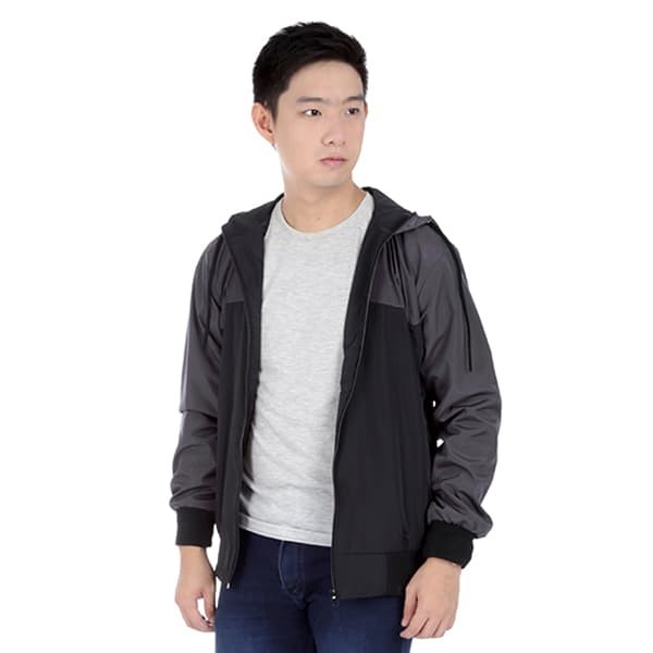 Jaket Parasut Hoodie Pria / Bahan water resistance / Jas Hoodie