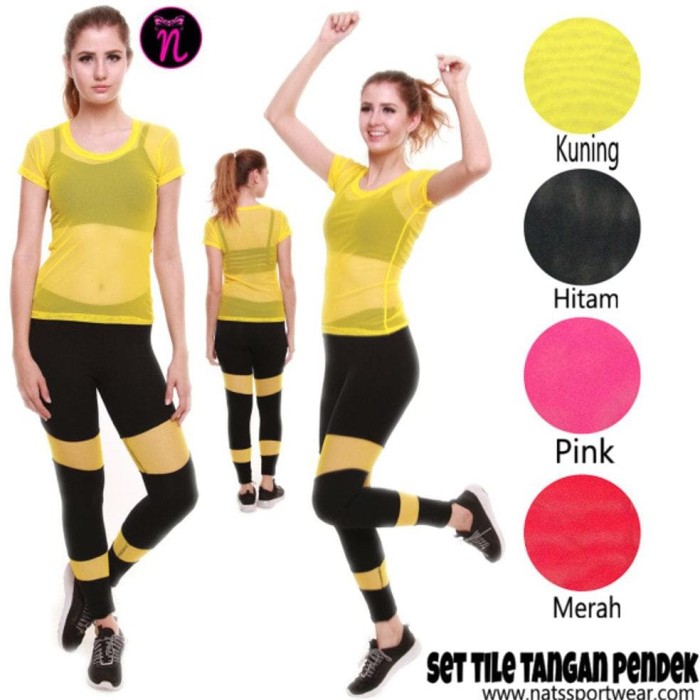 jual Setelan baju senam / celana senam panjang / tile tangan pendek /