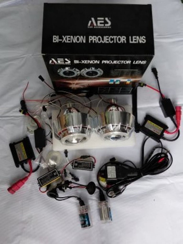 AES - Projector HID Mobil G1 Super Double AE Merah Biru + DE Mera