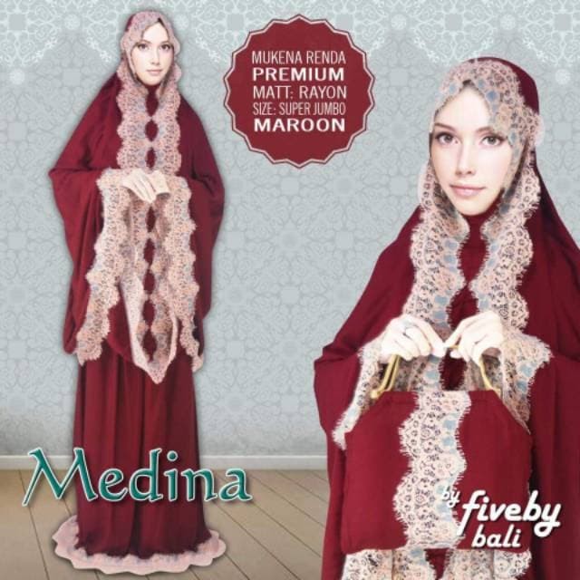 Mukena Renda Mewah Super Jumbo Medina Motif Polos Murah Grosir Terbaru - Ungu