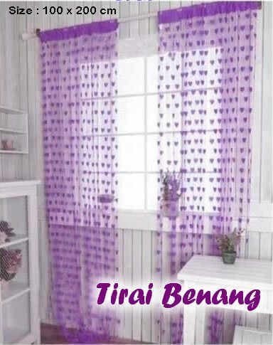 TBL - Tirai Pintu Dan Jendela Benang Motif Love - Pink Tua