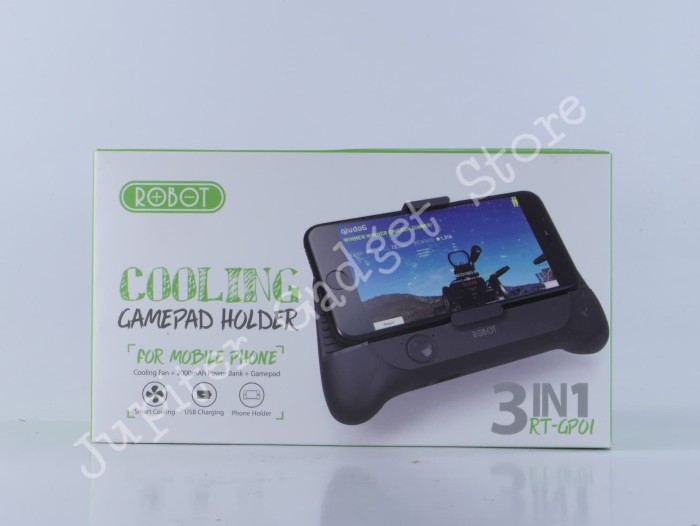 Cooling Gamepad Holder Robot RT-GP01 3in1 - Radiator Stent PowerBank - Hitam
