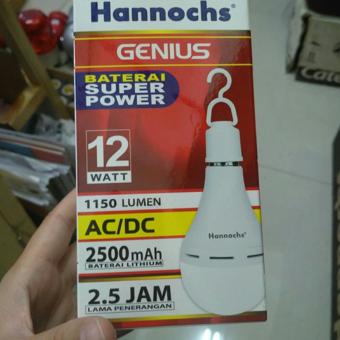 Lampu LED emergency/darurat/cas/magic 12watt hannochs genius