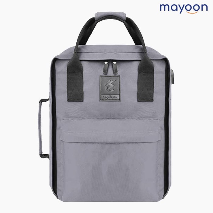 ... Tas Ransel Jinjing Multifungsi Tote Backpack Laptop 14 Inch Usb MOC13 Abu abu Muda