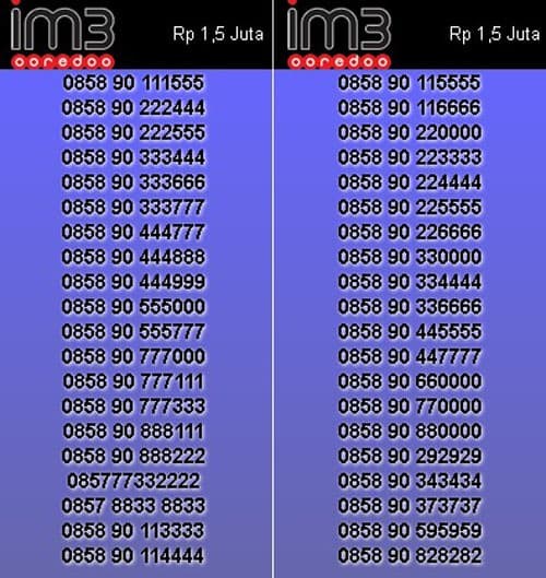 Nomor Cantik Indosat OOREDOO 0858 999999 XX