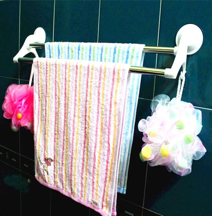 Rak Gantungan Handuk / Hanger Handuk 2 Bar Stainless Tanpa Paku Import Murah